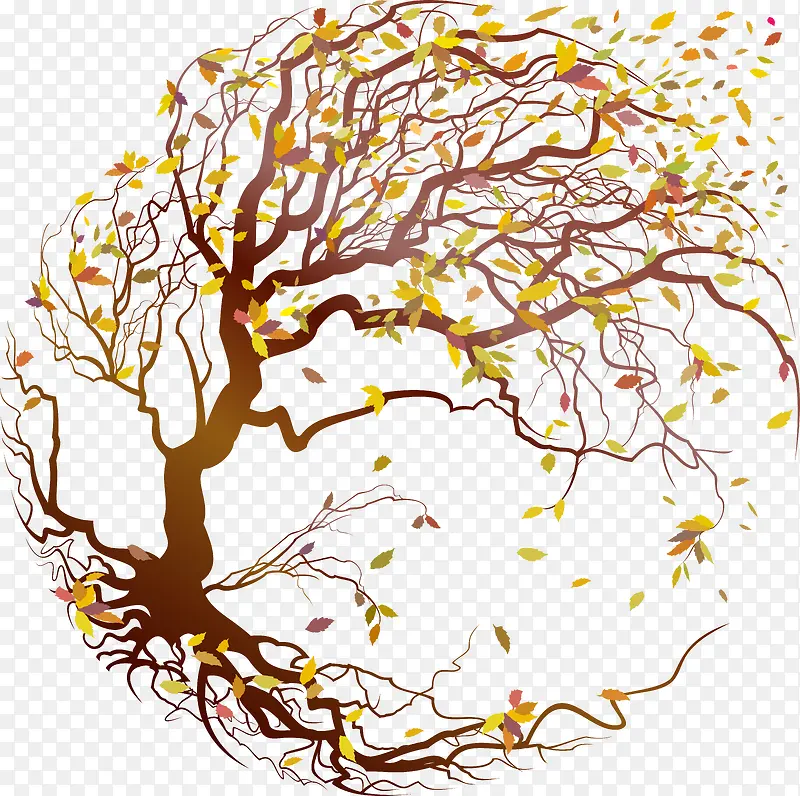 秋季树木装饰画素材