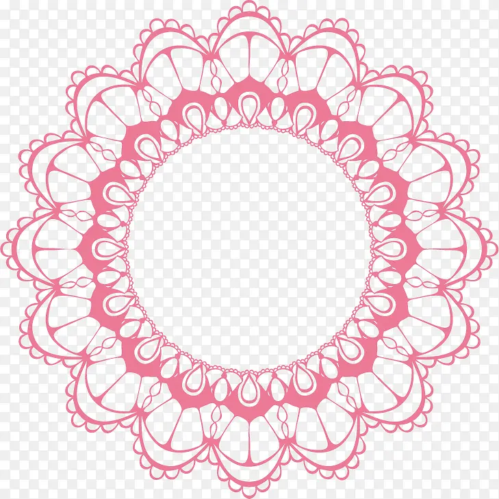 矢量手绘粉色圆环
