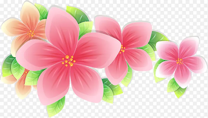 手绘粉色花卉艺术展板