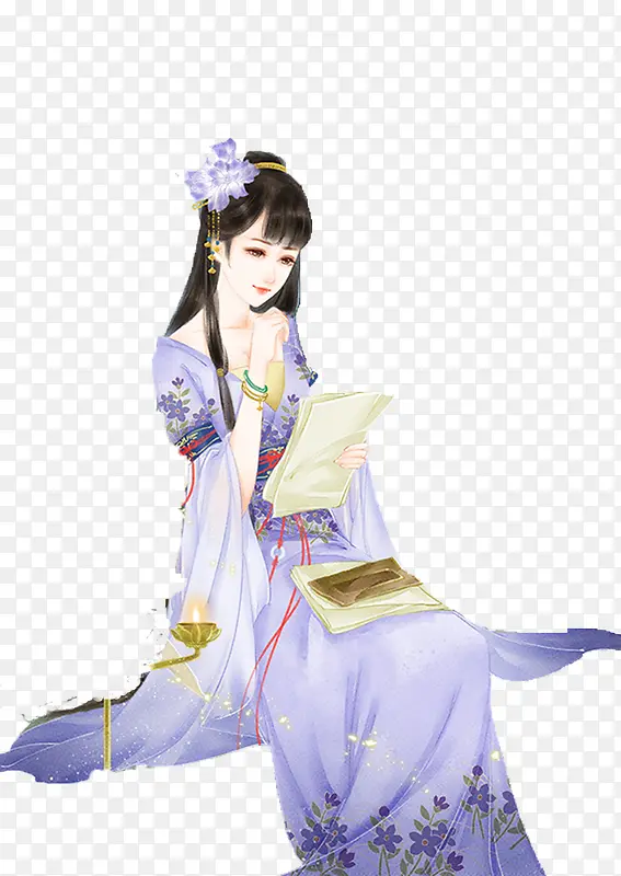 蓝衣女子造型人物免抠图片