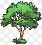漫画绿色园林植物手绘景观