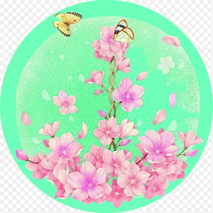 粉色花朵蝴蝶卡片