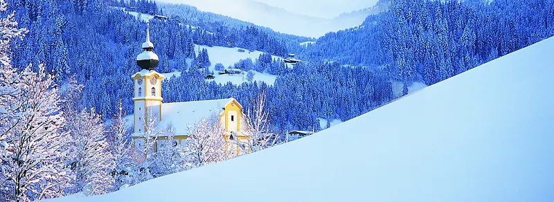 高清摄影建筑雪山森林合成