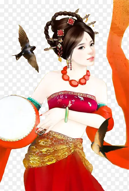妖娆复古美女手绘图片