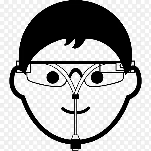 年轻人的眼镜和谷歌玻璃图标