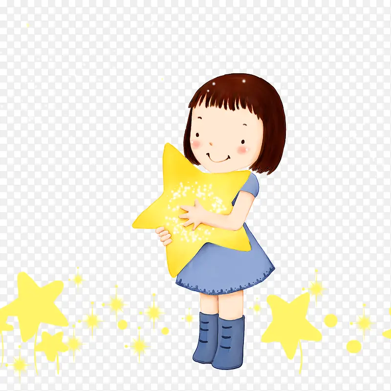 抱着星星的女孩
