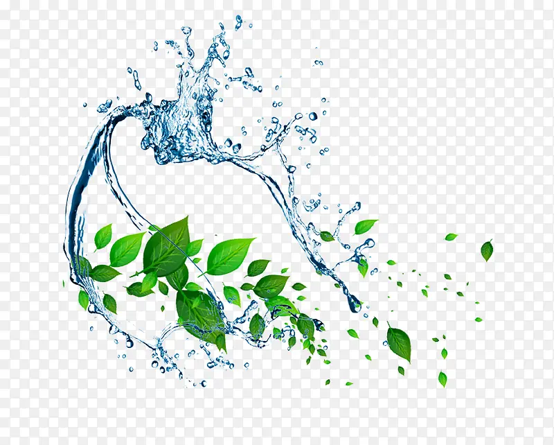 动感水花浪花树叶漂浮