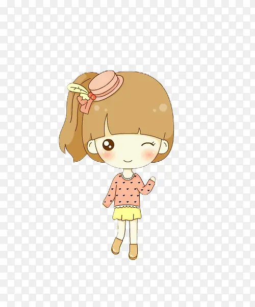 眨一只眼睛的可爱小女孩