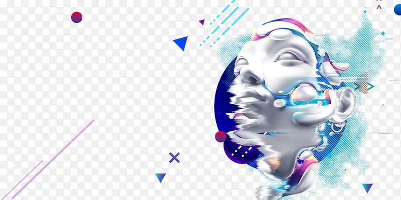 科技元素石像三角形线网