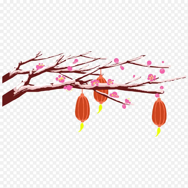 新年带雪梅花窗户素材