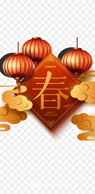 新年新春春节元素灯笼元素漂浮元素