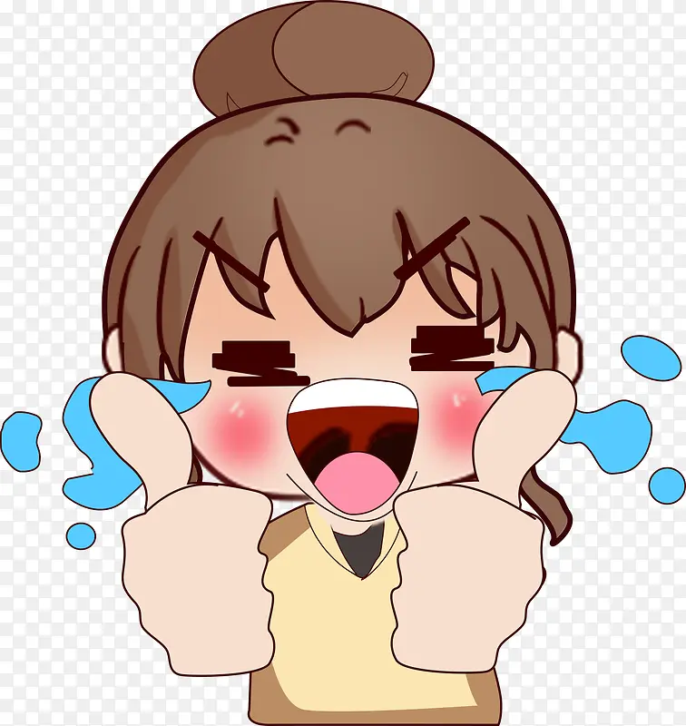 手绘伤心哭的小女孩表情包