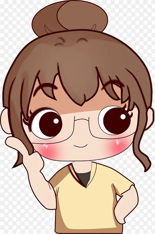 手绘点赞卡通小女孩表情包