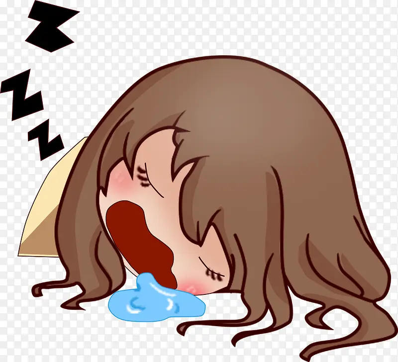 手绘流口水卡通小女孩表情包