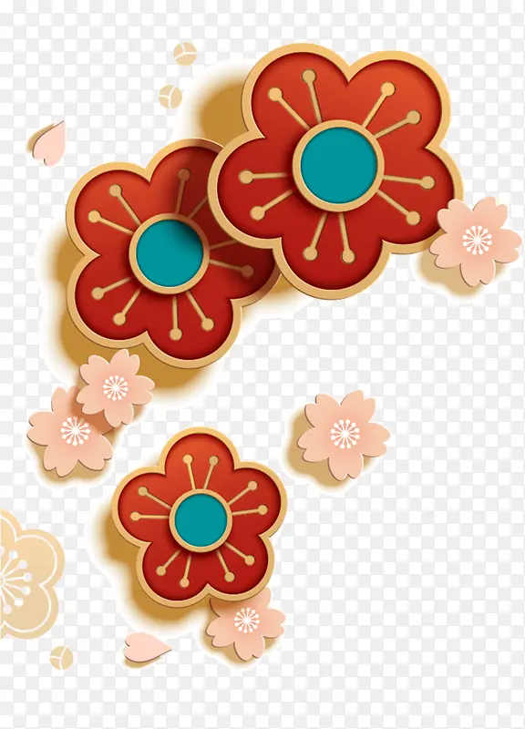 春节 装饰 花朵 元素