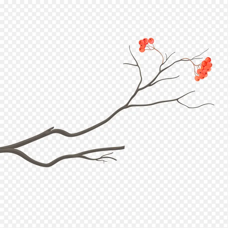 卡通树枝与红色花朵PNG图片素材下载_图片编号10717110-PNG素材网