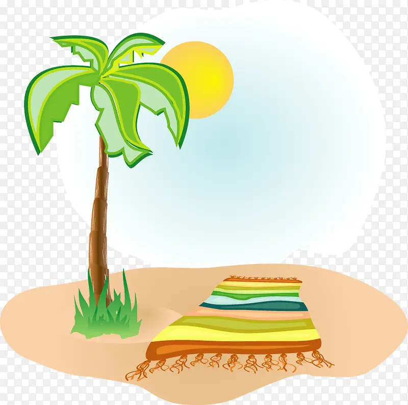 卡通手绘夏日植物椰子树