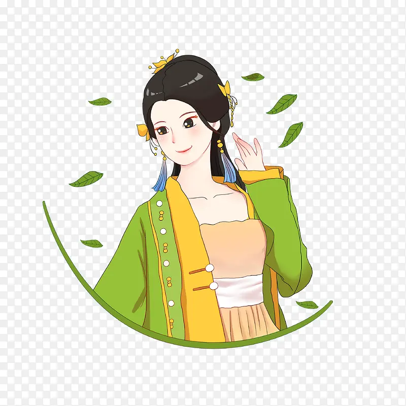 复古美女元素免扣的