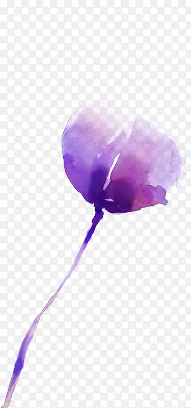 彩绘紫色水彩花