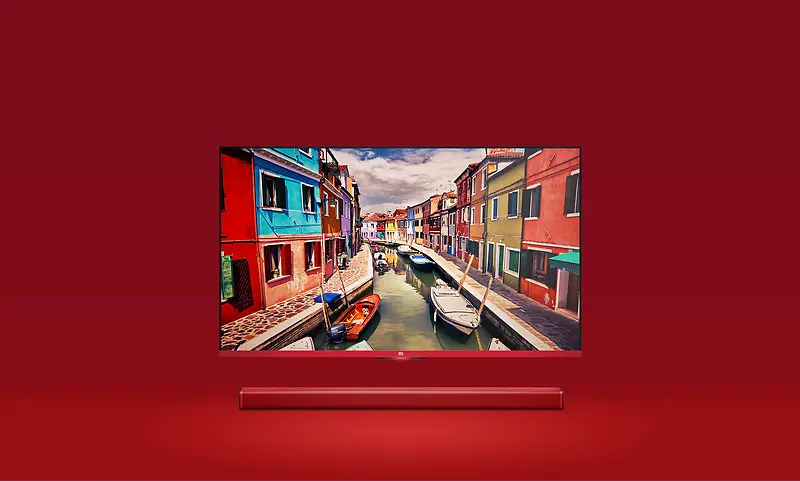 红色威尼斯小城电视海报背景