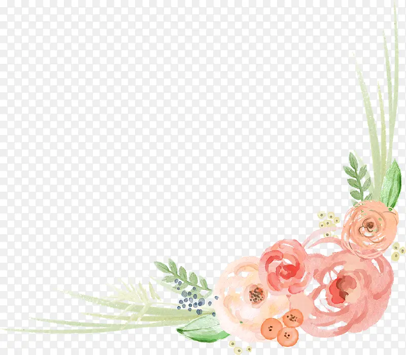 水彩花边角