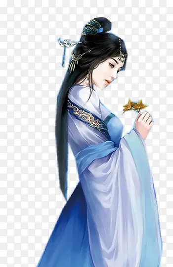 彩绘立绘拿着花朵美女