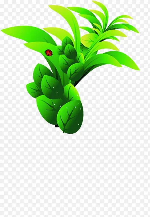 扁平手绘绿色植物昆虫