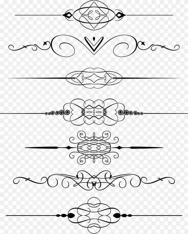 矢量手绘花纹分割线