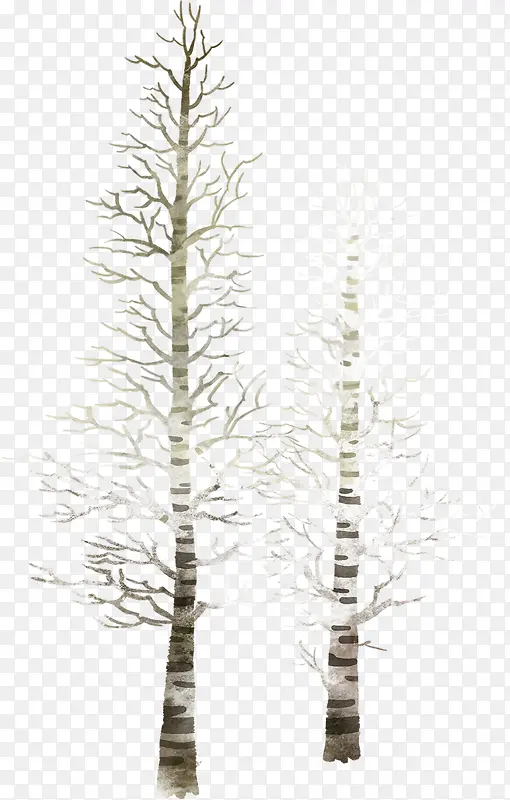 扁平手绘彩绘森林树木