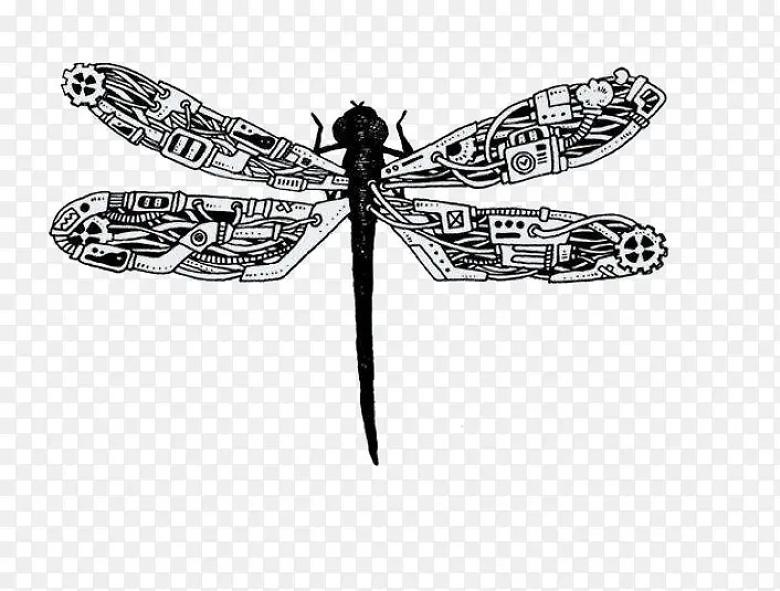 创意手绘机械元素蜻蜓