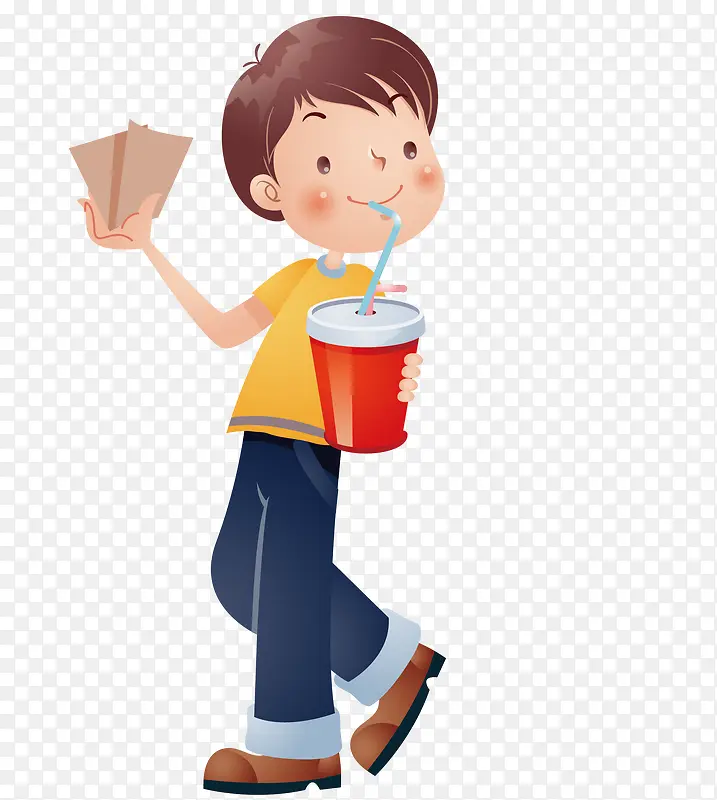 喝饮料的男孩矢量PNG图片素材下载_图片编号10751755-PNG素材网
