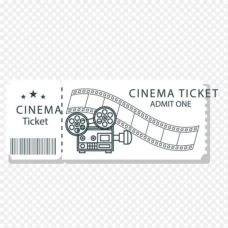 矢量白色电影票机票票据