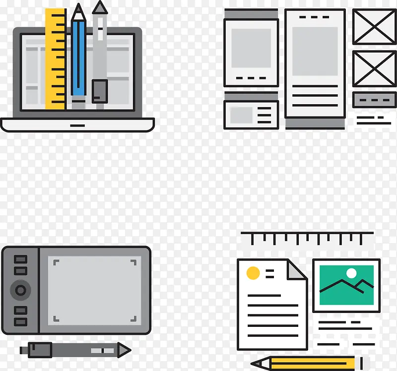 矢量手绘扁平电脑