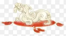 手绘中国风白色狮子