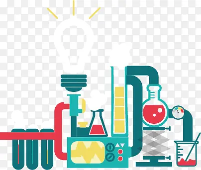 矢量手绘扁平化学实验