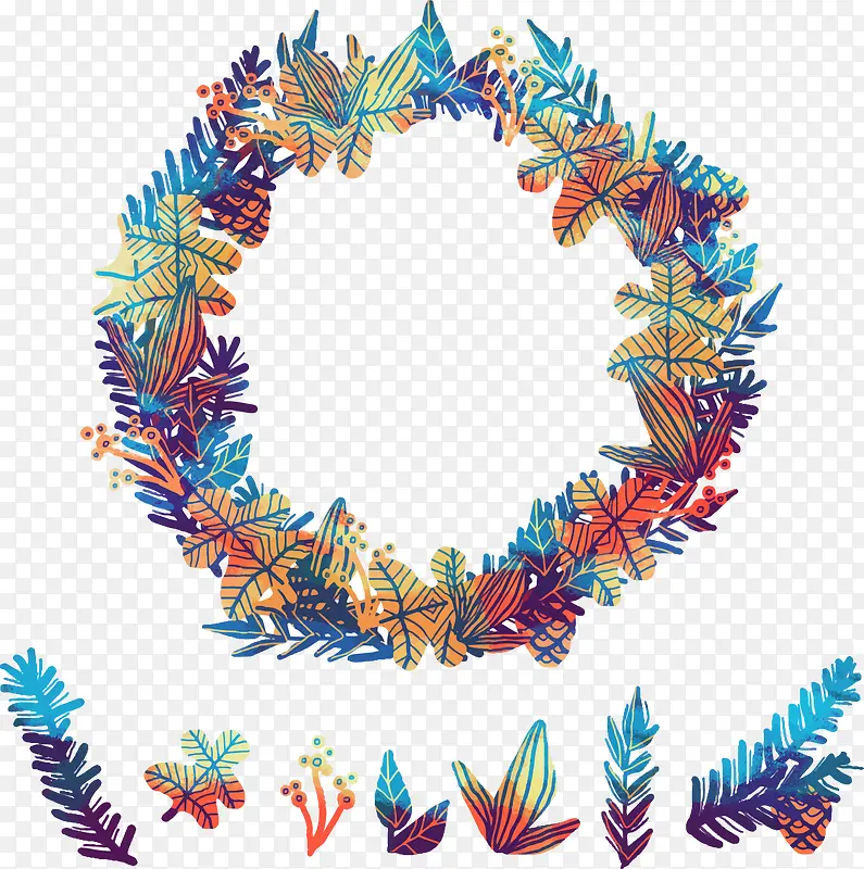 矢量手绘花环