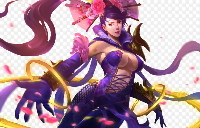 紫色光效游戏人物服饰插图