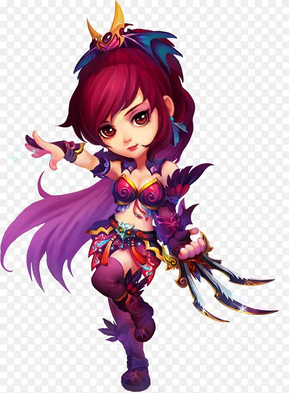 手绘紫色头发性感女生