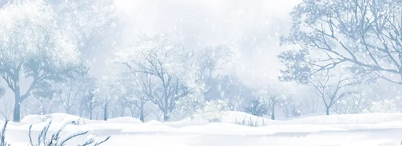 树林唯美雪景背景banner