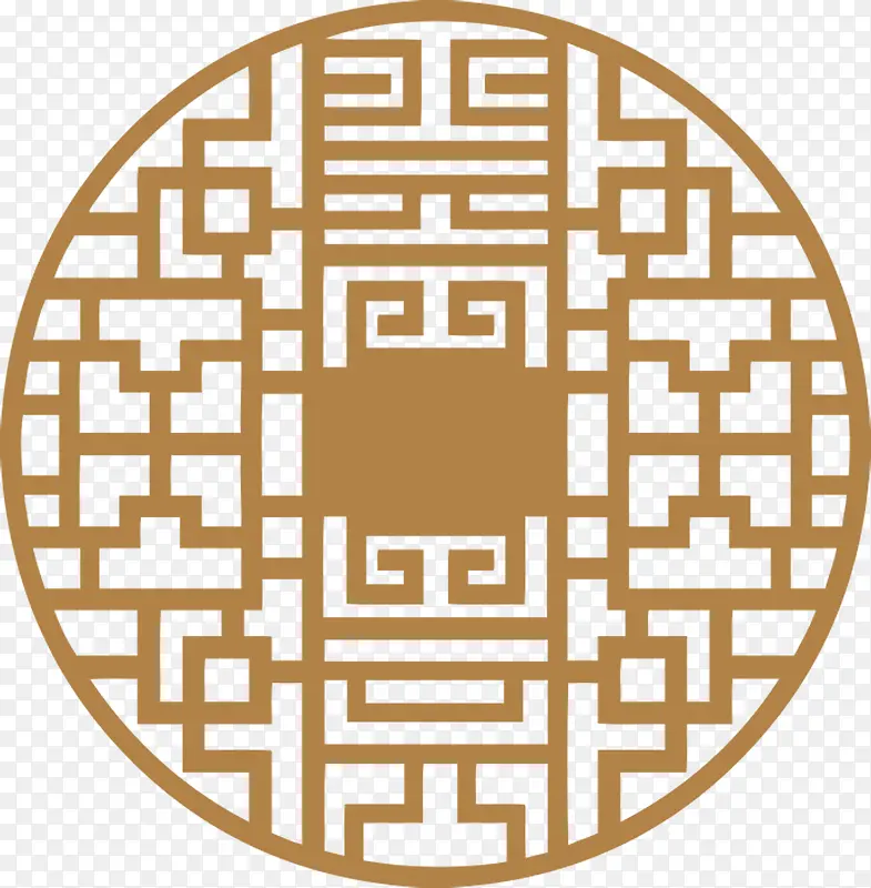 手绘棕色中国风花纹