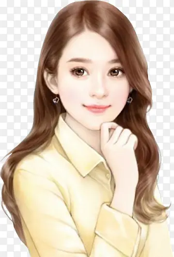 手绘 红发大眼睛美女
