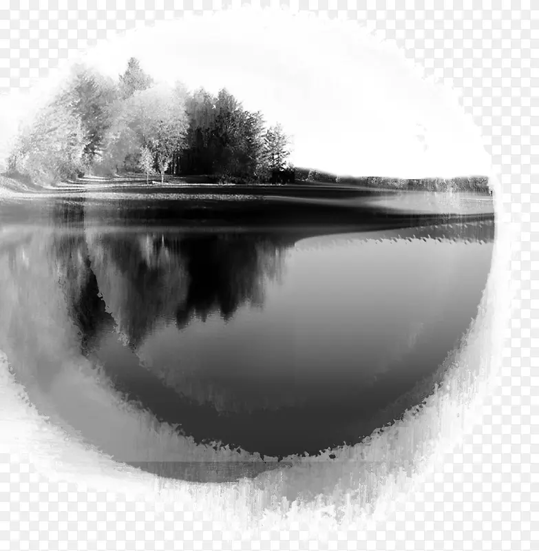 水墨画中的镜中背景
