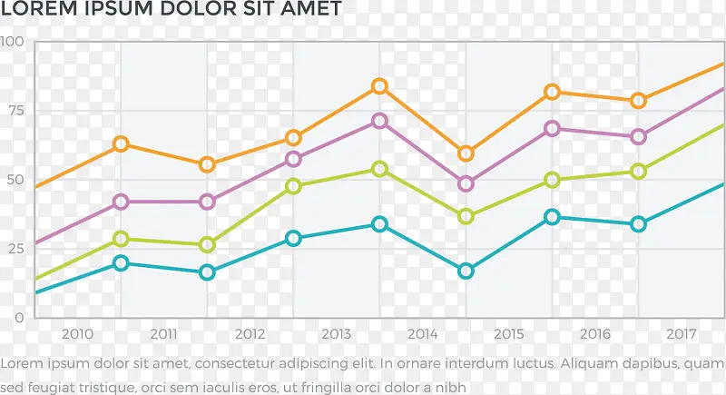 PPT元素折线趋势图矢量手绘