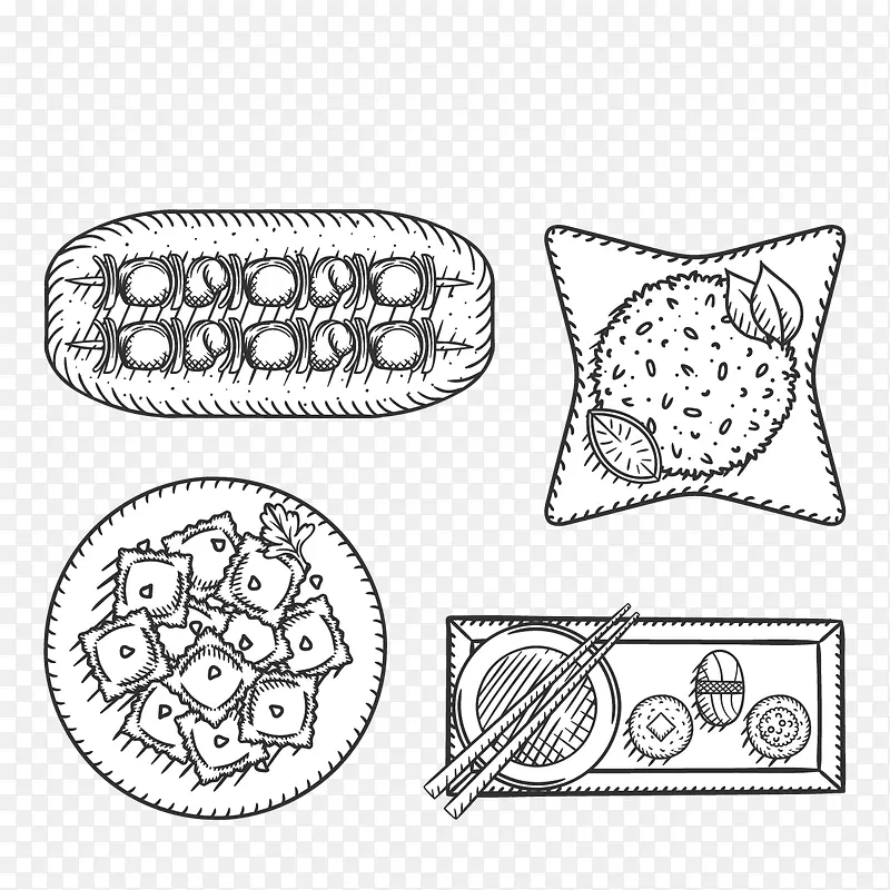 矢量手绘菜品