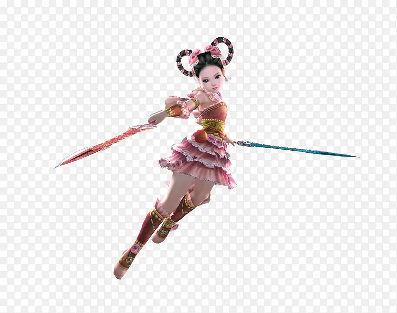 卡通立绘双剑女孩PNG图片素材下载_图片编号10909527-PNG素材网