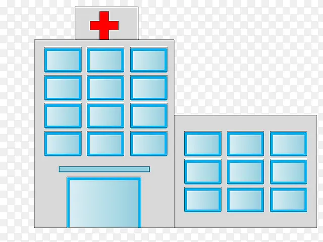 可爱的蓝色医院建筑
