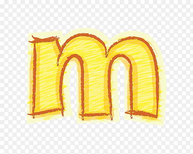 橙色手绘字母m