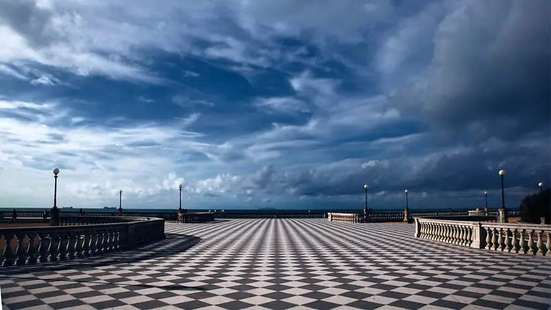 黑白方格广场欧式海报背景