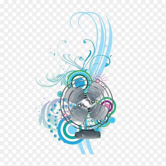 蓝花纹和电风扇
