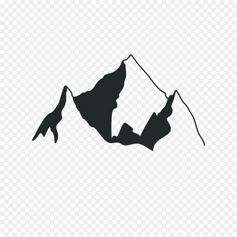 手绘黑色漂浮山